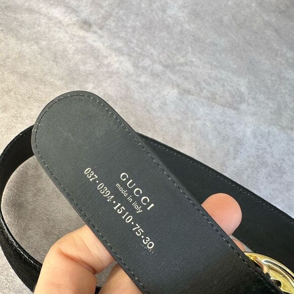 RARE Gucci Suede vintage Interlocking Black GG Belt 75/30 - Picture 8 of 10